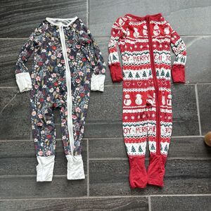 Bamboo Lot 6-12 Months Little Sleepies Christmas Caden Lane Floral Zippy Pajama